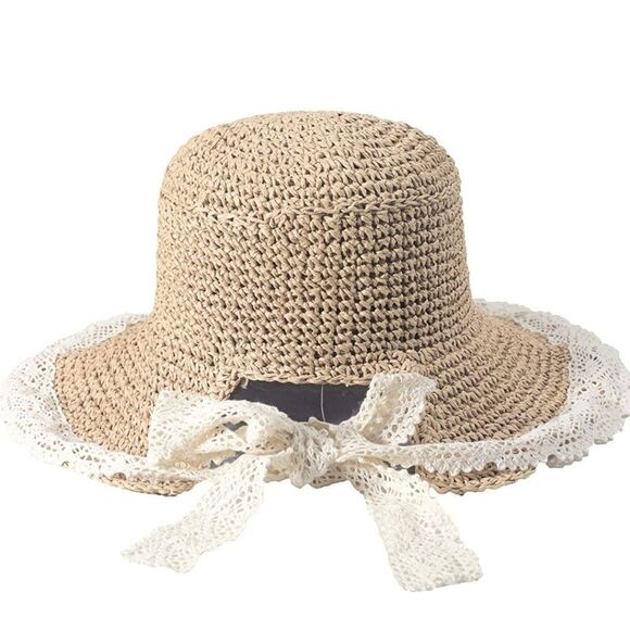 NWT Womens Fashion Straw Sun Hat Wide Brim Floppy Packable Summer Beach … - Picture 1 of 8